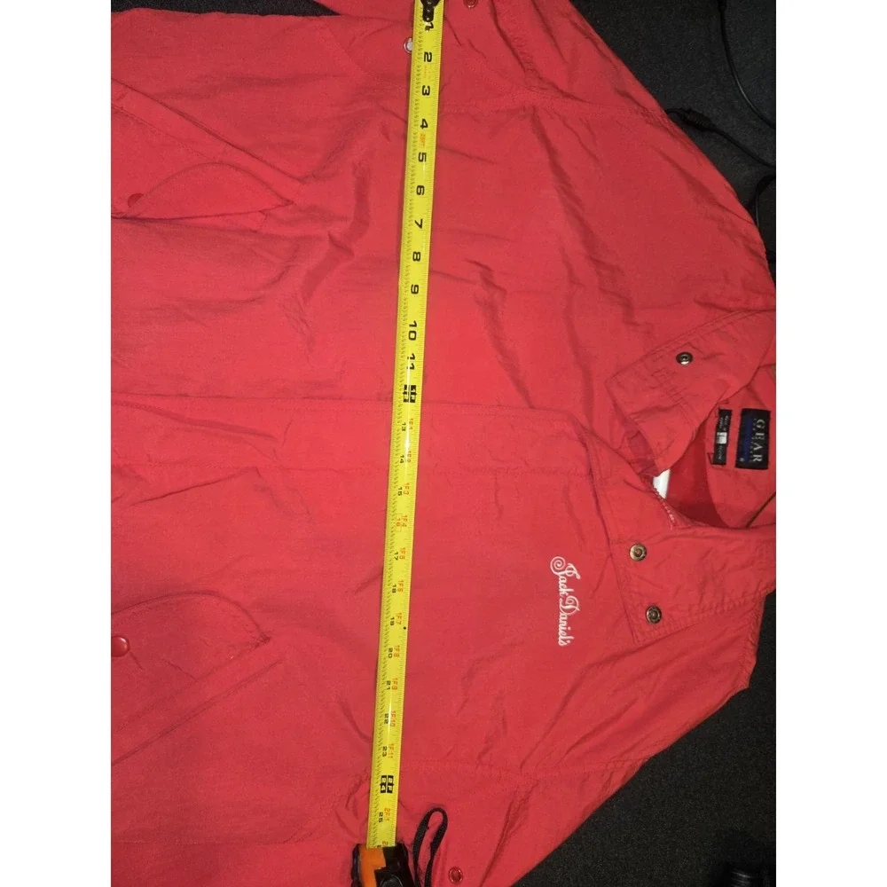 Vintage Jack Daniels Jacket Gear Red Mens Large Nylon Waterproof Windbreaker 90s